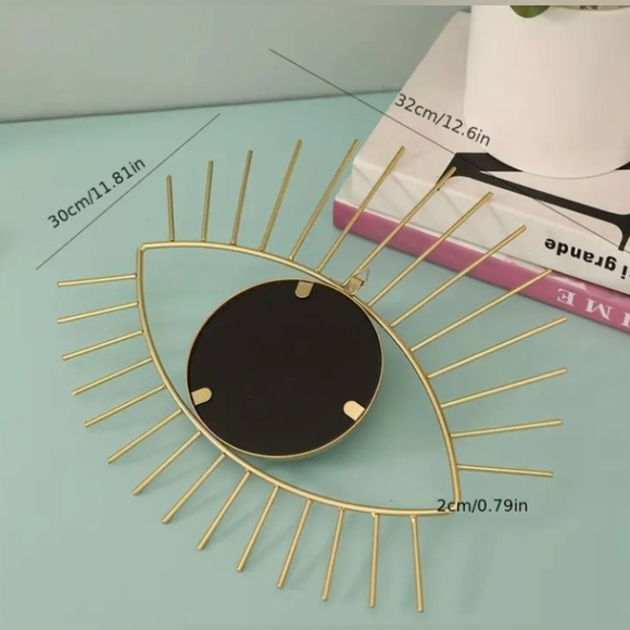 Gold Greek Evil Eye Mirror Wall Hanging Wall Boho Home Decor Art Piece NEW - Picture 6 of 7